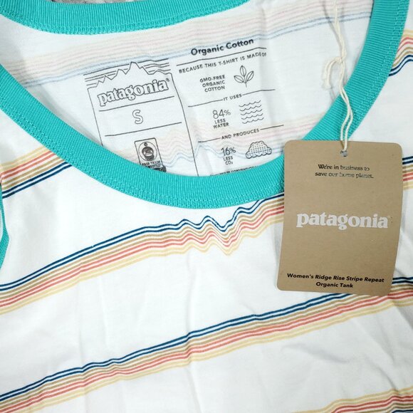 Patagonia Ridge Rise Stripe Repeat Organic Cotton Tank Top Women's Size Small - Picture 3 of 7